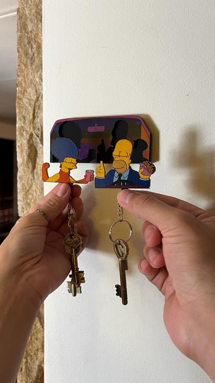 Simpsons Wooden Keychain Ideal for Couples