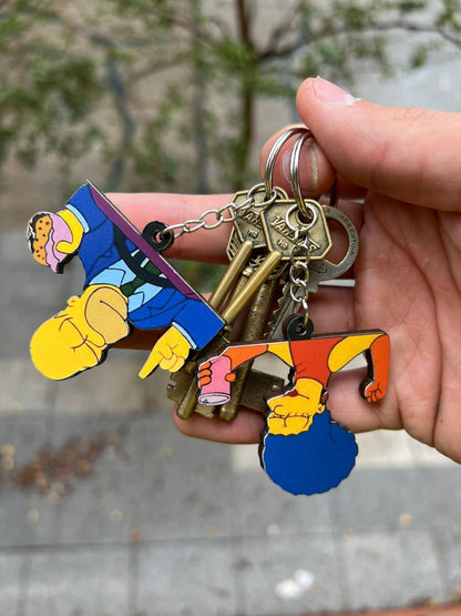 Simpsons Wooden Keychain Ideal for Couples