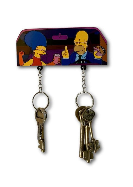 Simpsons Wooden Keychain Ideal for Couples