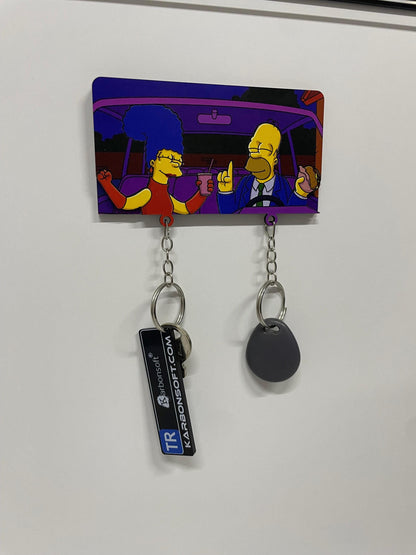 Simpsons Dancing Keychain and Hanger Custom Simpsons Family Key Hanger Key Rack Organizer Entryway Key Holder Keyring Hanger Keyring Holder