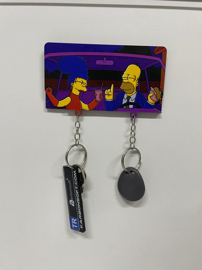 Simpsons Dancing Keychain and Hanger Custom Simpsons Family Key Hanger Key Rack Organizer Entryway Key Holder Keyring Hanger Keyring Holder