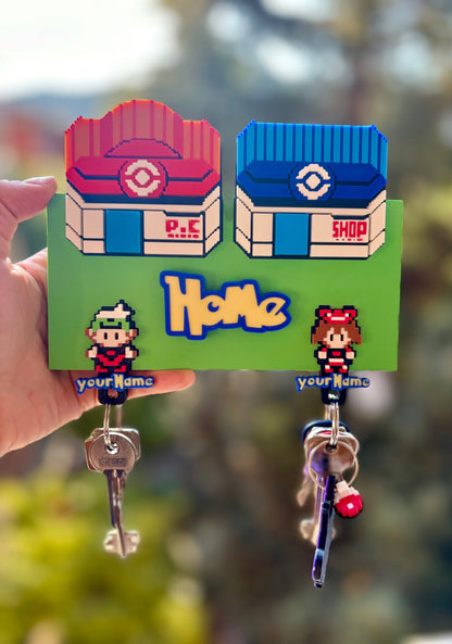 Pokemon Key Holder with Custom Character Name - Nostalgic Wall Decor