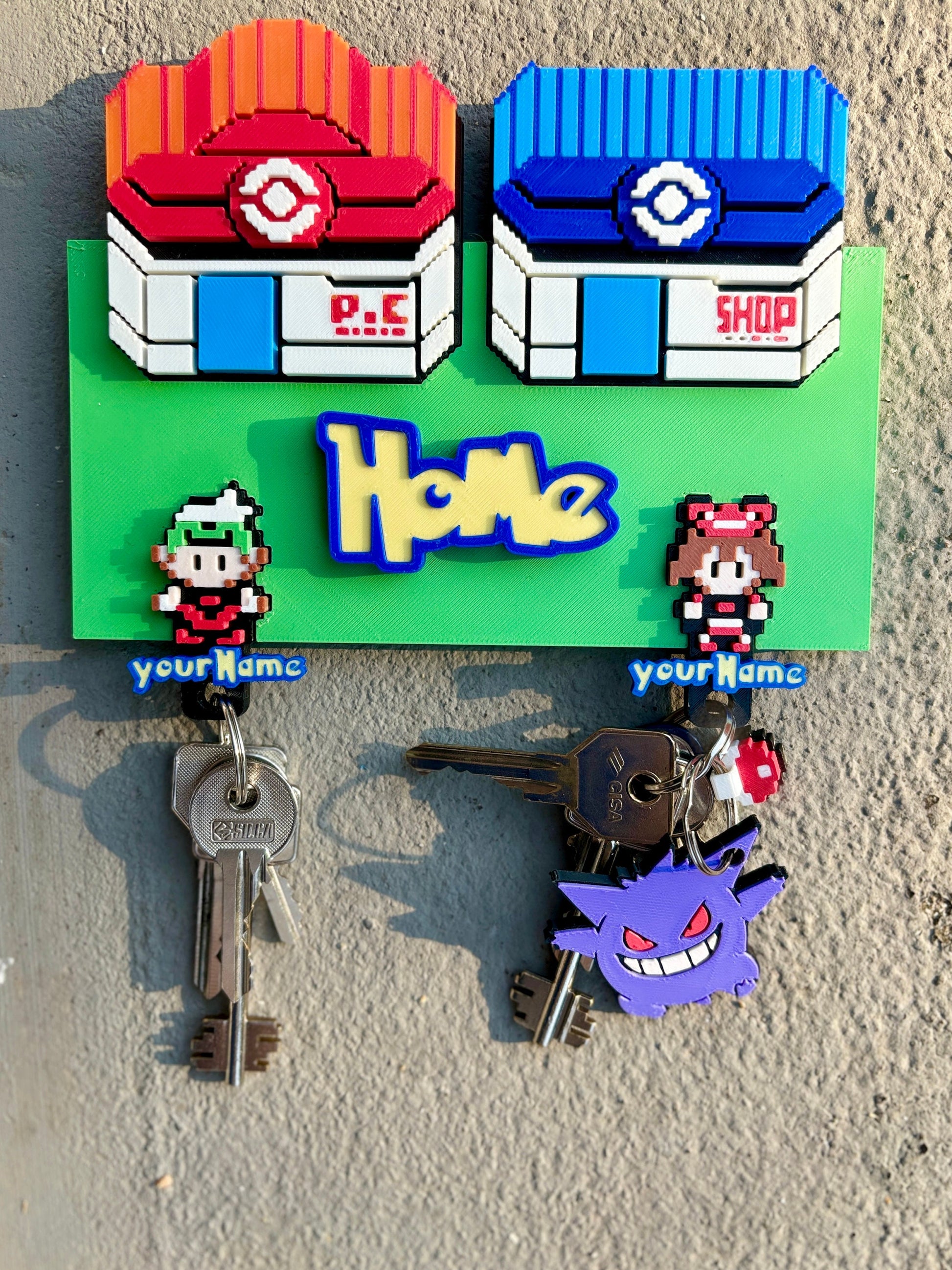 Pokemon Key Holder with Custom Character Name - Nostalgic Wall Decor