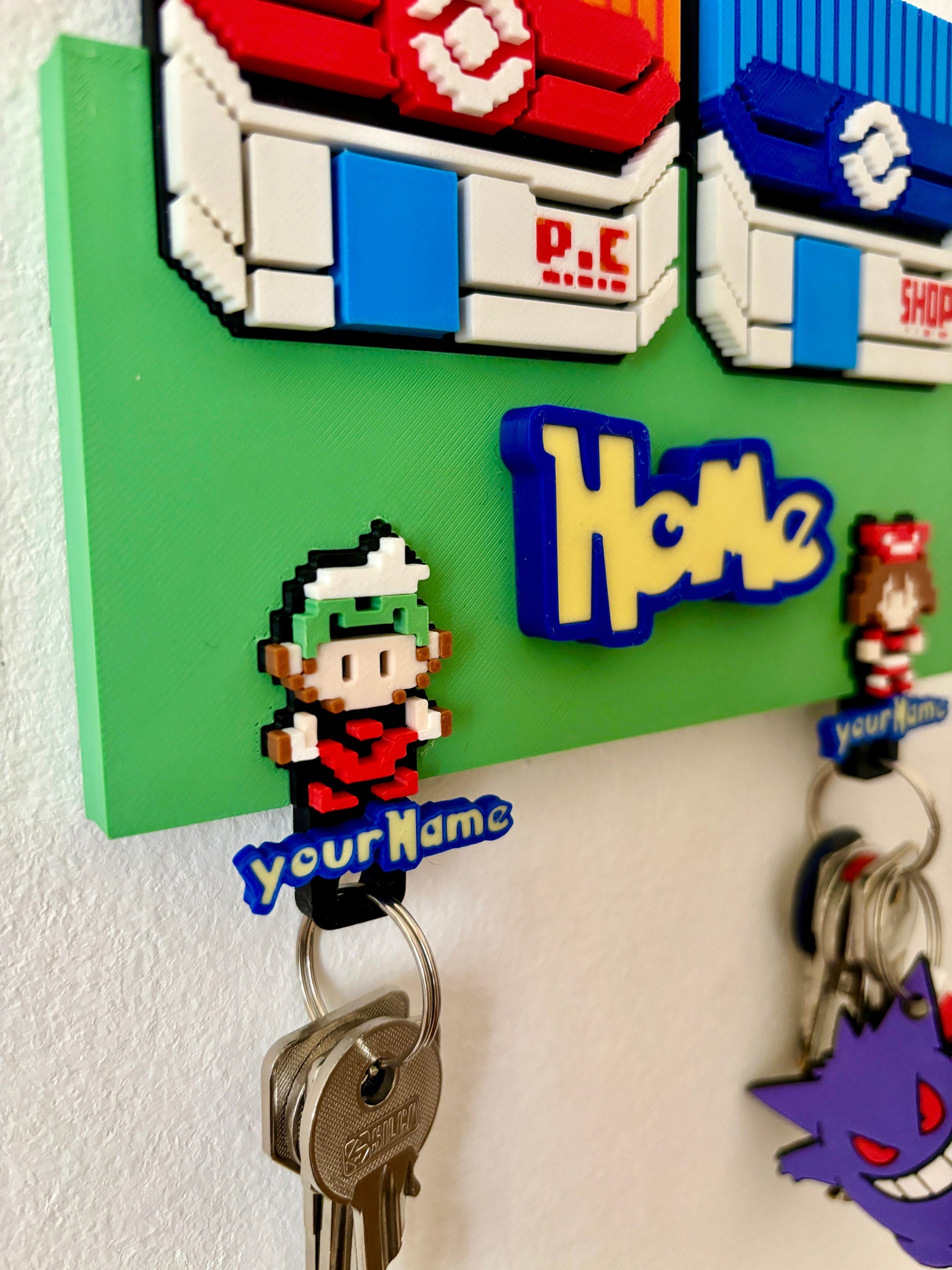 Pokemon Key Holder with Custom Character Name - Nostalgic Wall Decor